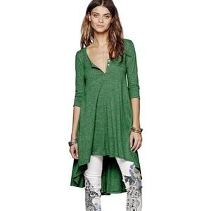 Women's Half Sleeve High Low Loose Casual T-Shirt Top Tee Dress (X-Large, Green)